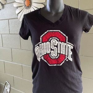 Campus Couture Black Ohio State Sparkly V Neck
